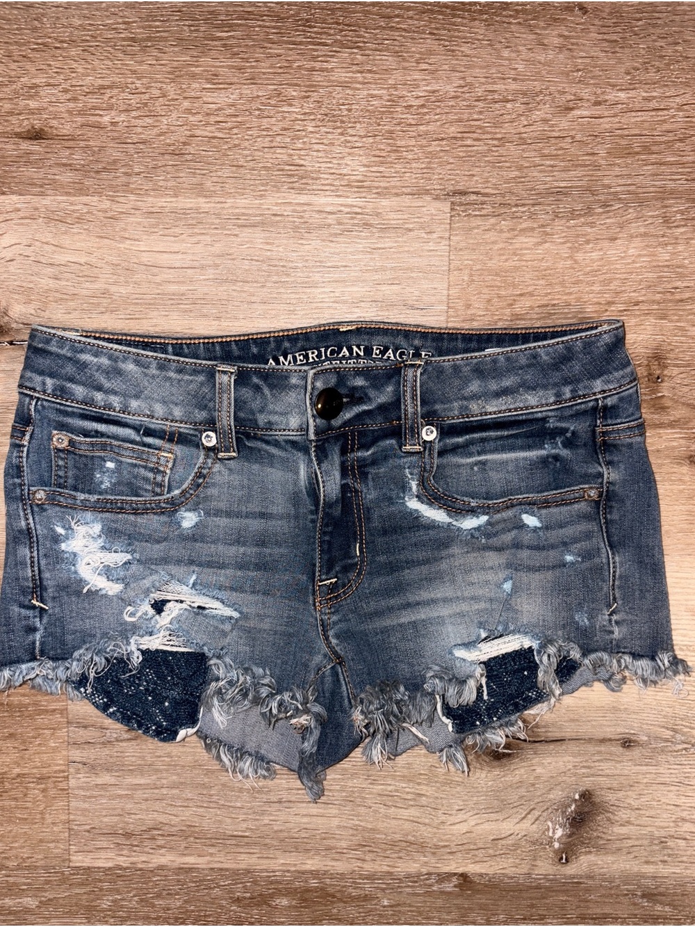 American Eagle Outfitters Distressed Dark Wash Jean Shorts